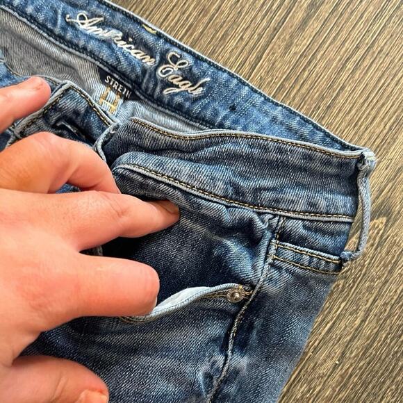 American Eagle Skinny Jeans Stretch Denim Cotton Blend Medium Wash Blue Size 2 - Picture 4 of 11